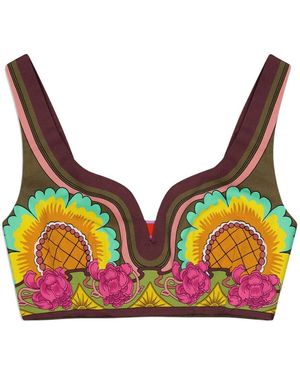 La DoubleJ La Doublej Baia Floral Printed Cropped Top - Yellow