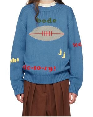 Bode Spirit Crew Neck Sweater - Blue