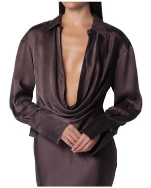 ANDAMANE Draped Plunge Shirt - Multicolor
