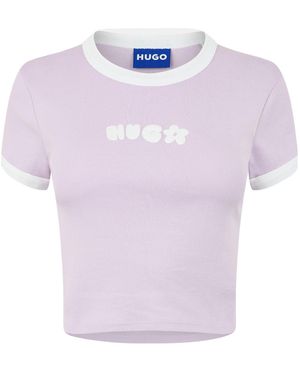 BOSS Ribbed Cropped Tshirt - Pink