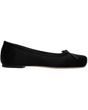 Aeyde Gabriella Satin Ballerina Shoes - Black