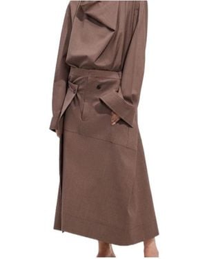 Bottega Veneta Light Wool Toile Skirt - Brown