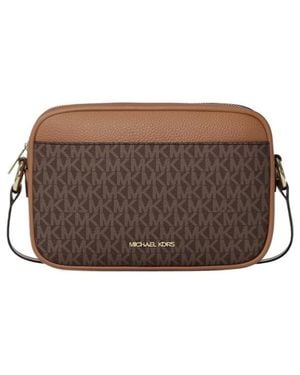 Michael Kors Jet Set Travel Large Signature Logo Camera Crossbody Bag - Brown