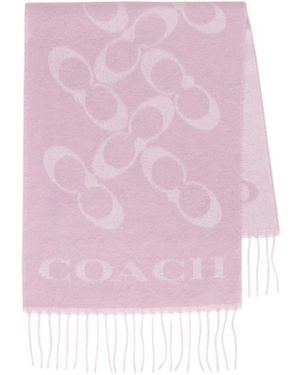 COACH Fringed Scarf - Pink