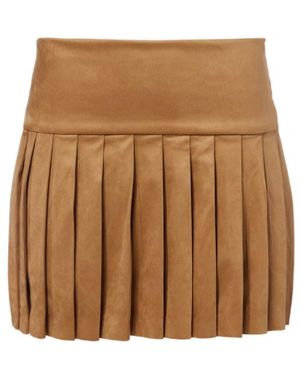 Norma Kamali Pleated Miniskirt - Brown