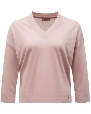 Herno V-Neck Knitted Top - Pink
