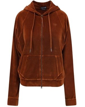 Tom Ford Zip-Up Drawstring Hoodie - Brown