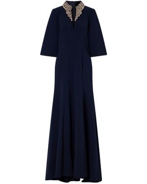 Jenny Packham Nyota Crystal-Embellished Crepe Gown - Blue