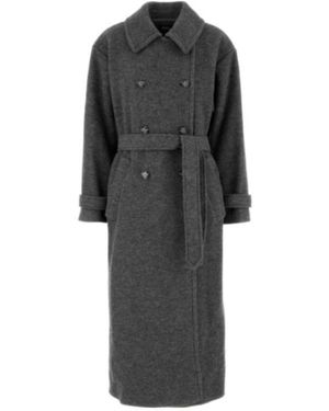 A.P.C. Belted Double-Breasted Wool Coat - Grey