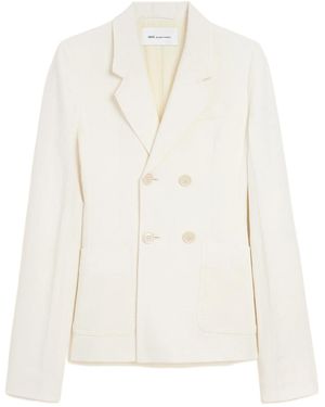 Ami Paris Ami Double Breasted V-Neck Blazer - White