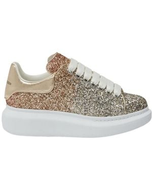 McQueen Oversized Glitter Chunky Lace-Up Sneakers - Gray