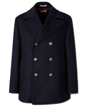 Brunello Cucinelli Double-Breasted Straight Hem Coat - Blue