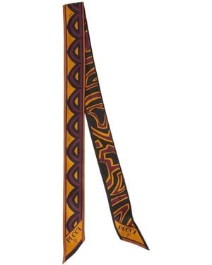 PUCCI Mixed Print Silk Bandeau - Brown