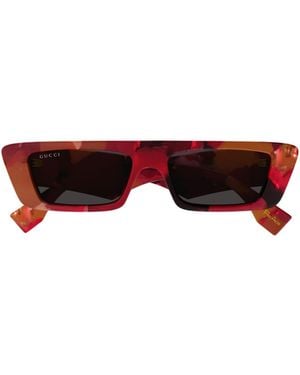 Gucci Eyewear Rectangular Frame Sunglasses - Red