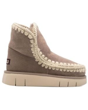 Mou Lace-Trimmed Ankle Boots - Natural