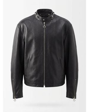 Gucci Leather Jacket With Horsebit - Black