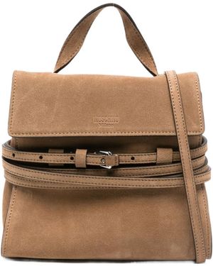 Moschino Small Tie Me Suede Tote Bag - Brown