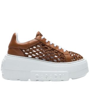 Casadei Nexus Versilia Woven Platform Sneakers - Brown