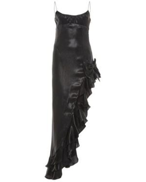 Alessandra Rich Asymmetric Ruffled Dress - Black