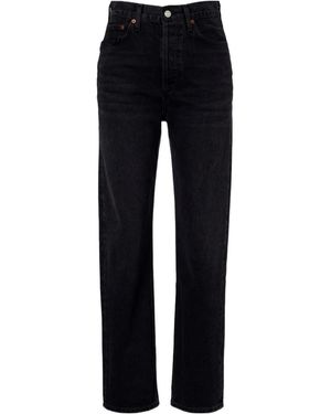 Agolde Mid-Rise Straight-Leg Denim Trousers - Black