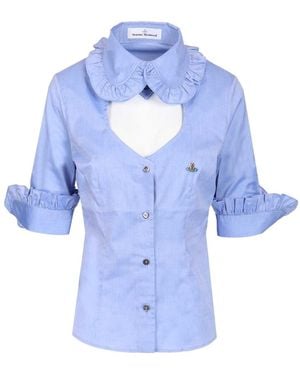 Vivienne Westwood Ruffle Detailed Short-Sleeved Shirt - Blue