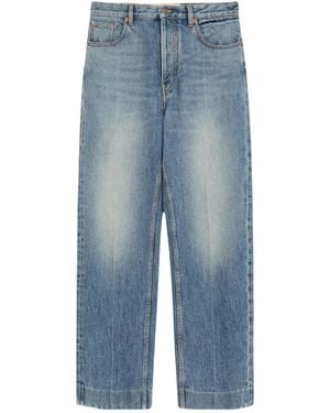 Valentino Logo Patch Straight Leg Jeans - Blue