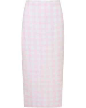 LoveShackFancy Gingham Midi Skirt - White