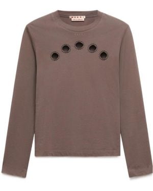 Marni Crewneck Cut-Out T-Shirt - Brown