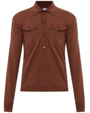 Bottega Veneta Long-Sleeve Polo Shirt - Brown