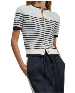 Rag & Bone Short-Sleeved Striped Cardigan - Blue