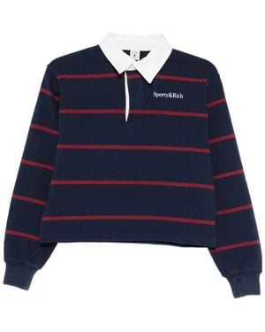 Sporty & Rich Striped Polo Top - Blue
