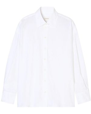 Closed Long-Sleeve Collared Shirt - White