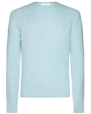 Ami Paris Long-Sleeved Crew-Neck Jumper - Blue