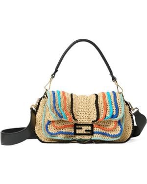 Fendi Baguette Raffia-Effect Shoulder Bag - Metallic
