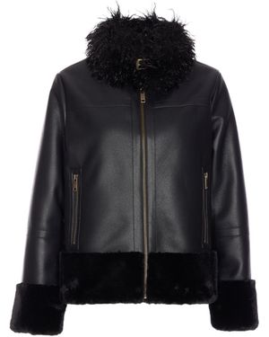 Twinset Faux Fur Leather Jacket - Black