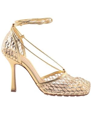 Bottega Veneta Stretch Lace-Up Sandal - Metallic