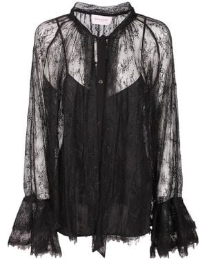 ERMANNO FIRENZE Lace Shirt With Ties - Black