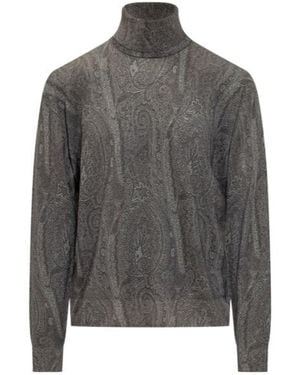 Etro Paisley Jacquard Turtleneck Jumper - Grey