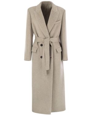 Brunello Cucinelli Double-Breasted Long Sleeved Coat - Natural