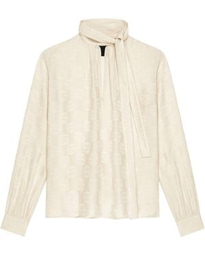 Givenchy 4G Jacquard Long-Sleeved Blouse - Natural