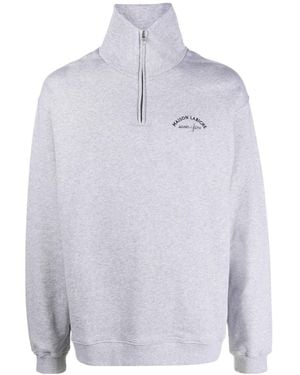 Maison Labiche Placide Logo-Embroidered Quarter-Zip Jumper - White