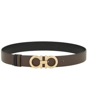 Ferragamo Reversible And Adjustable Gancini Belt - White