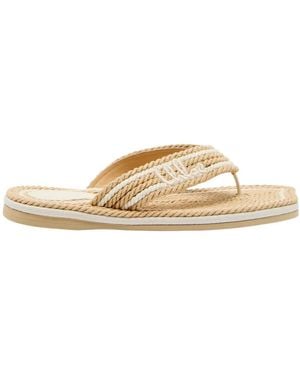 Chloé Hand-Woven Leather Strap Slide Sandals - Natural
