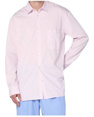 Tekla Pinstripe Long-Sleeve Shirt - Pink