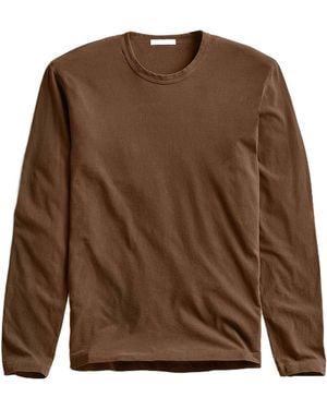 James Perse Long Sleeve Crewneck T-Shirt - Brown