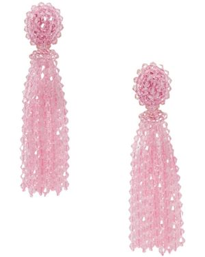 Oscar de la Renta Beaded Tassel Drop Earrings - Pink