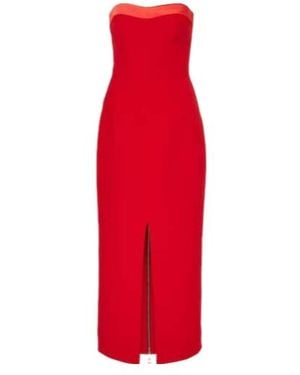Safiyaa Sydney Satin-Trimmed Midi Dress - Red