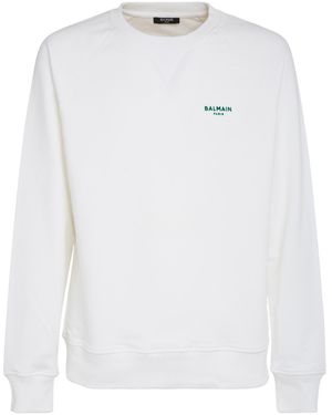 Balmain Logo Printed Crewneck Sweatshirt - White