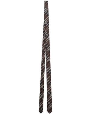 Burberry Skinny Check Silk Tie - White