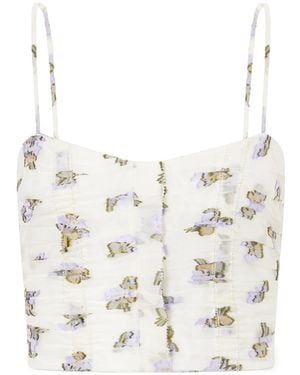 Ulla Johnson Fil Coupé-Trimmed Mulberry Silk-Blend Organza Bustier Top - White